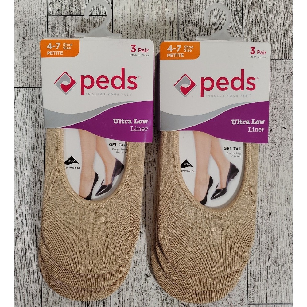 Peds Ultra Low Liner Socks Size 4-7 Petite (6 Socks Total) Lot of 2 Women's NEW